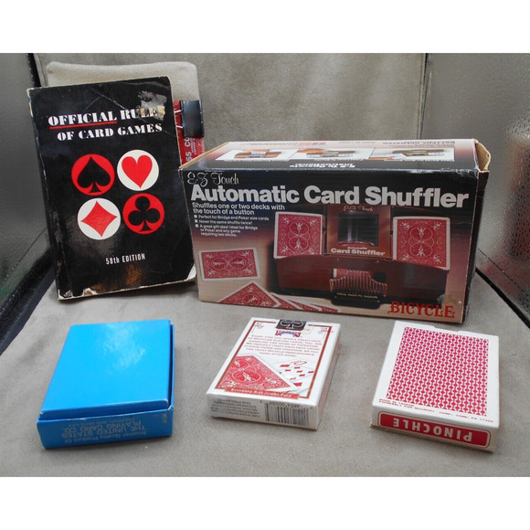 Vintage Playing Card & Acc Lot: Book, Shuffler, Pinochle, Euchre, & Jumbo Card - Picture 2 of 7